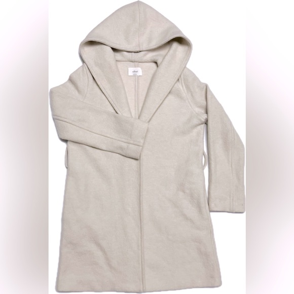 Aritzia Wilfred hooded wool coat cream color - Picture 3 of 14